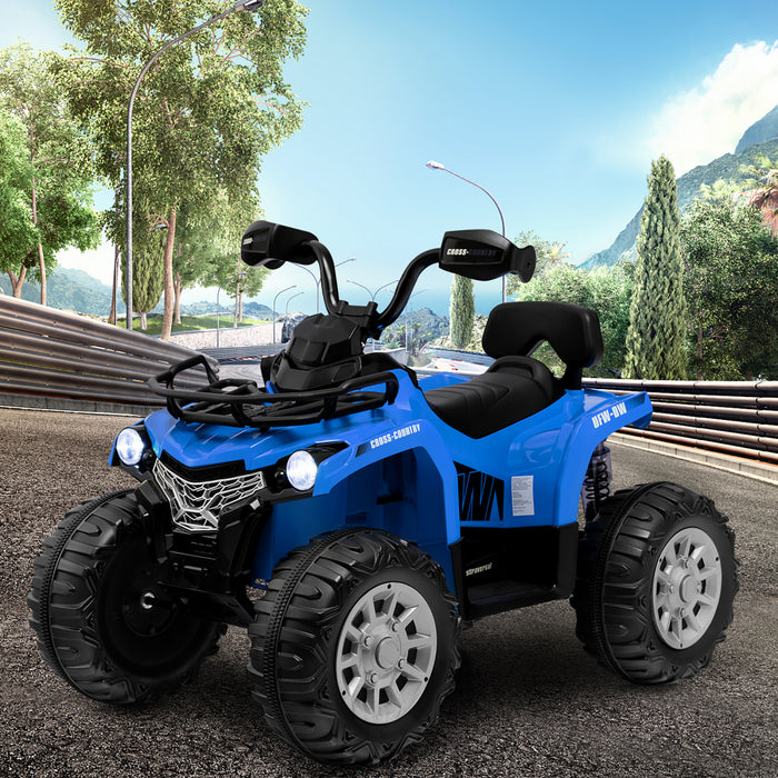 Costway 12v Enfants Rouler Sur Atv Electrique 4 Roues Quad 2 Vitesses W / Mp3 & Phares Bleu