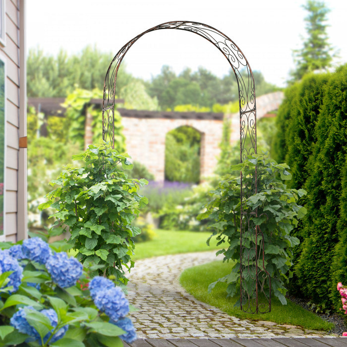 Outsunny Arche De Jardin En Metal De 2,1 M Tonnelle De Passerelle Exterieure Pour Plantes De Vigne Grimpantes Decoratives Patio Pelouse Cour Fete Ceremonie Decoration Accessoires Noir