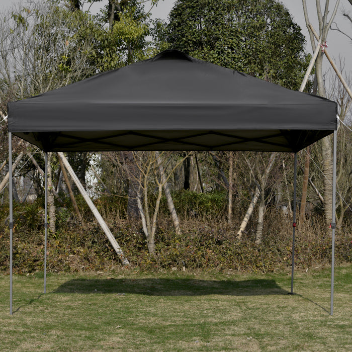 Outsunny Tente A Toit Escamotable 10' X 10' Avec Aeration Et Sac, Noir