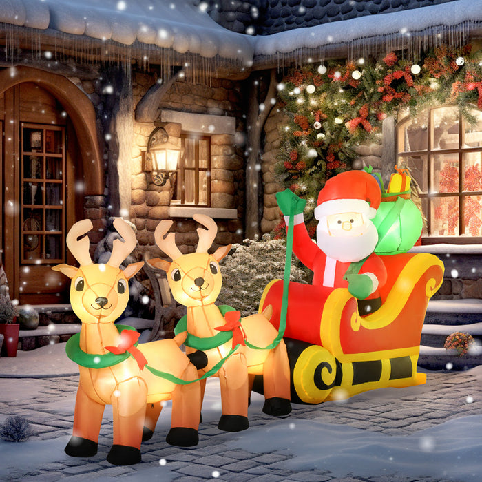 HOMCOM Decorations de Noel exterieures de 8' avec affichage de lumieres LED