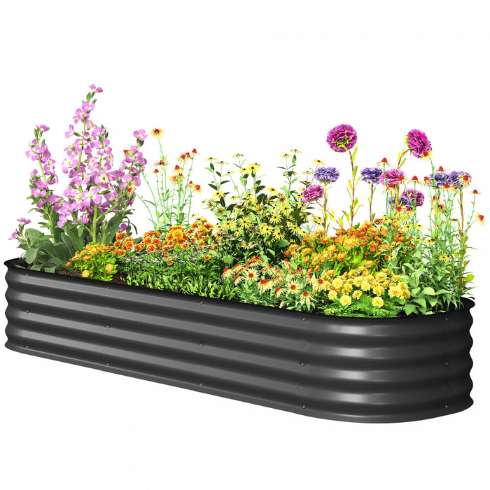 Outsunny Lit de jardin sureleve galvanisee, 6,4 x 2 x 1 pi, gris fonce