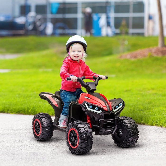 Aosom Quad Pour Enfants 12 V Avec Fonction Avant Et Arriere, Quatre Roues Pour Enfants Avec Roues Resistantes A L'usure, Musique, Vtt Electrique, 3 Ans Et Plus, Rouge