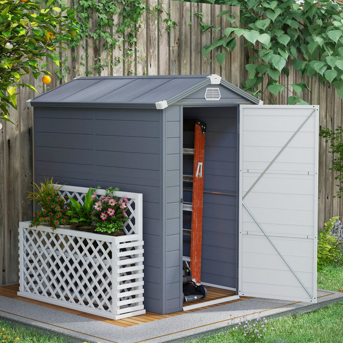 Outsunny Abri De Jardin 4,5' X 6' Porte A Loquet, Bouches D'aeration, Gris
