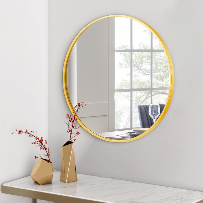 Miroir rond Arcus 24 po x 24 po fabriqué à la main - doré