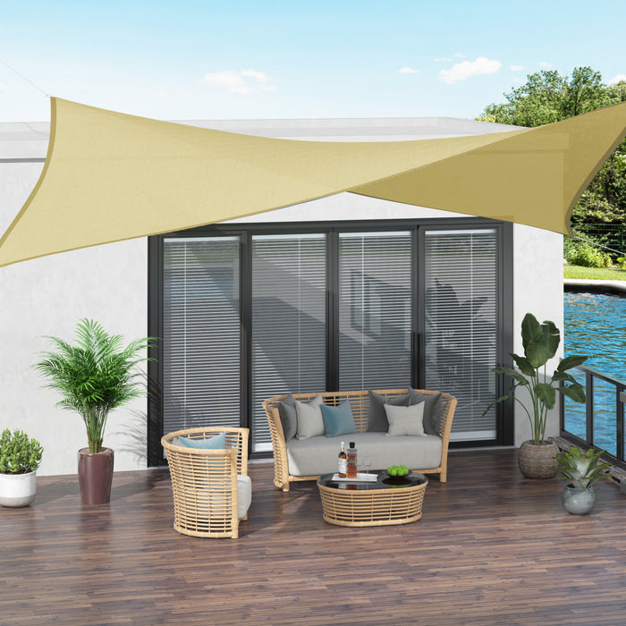 Voile D'ombrage Rectangulaire 3 X 4 M Polyethylene Haute Densite Resistant Aux Uv Coloris Sable