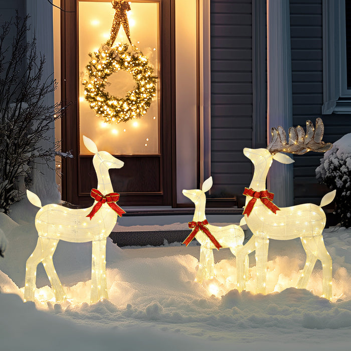 Outsunny Rennes de Noel illumine 3 pieces, decoration d'exterieur