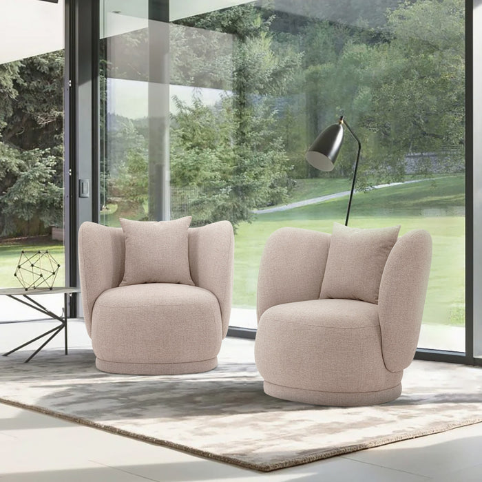 Fauteuil lounge moderne Siri en tissu, couleur ble - Lot de 2