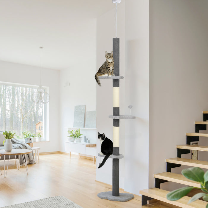 Arbre a chat du sol au plafond ajustable 225-255 cm, Gris