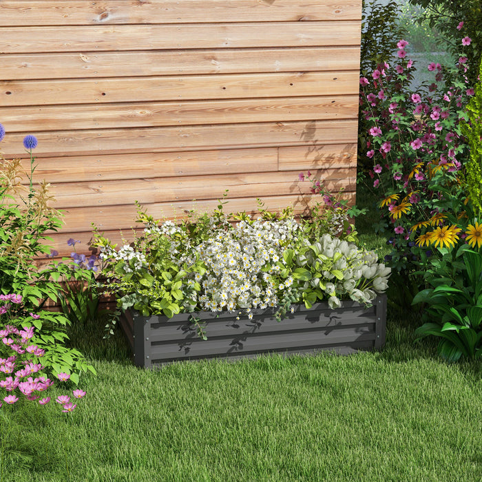 Outsunny Parterre De Fleur Rectangulaire Potager De Jardin Jardinieres Bac A Fleurs Panneaux Modulables En Acier Dim. 47.25\"l X 23.5\"l X 12\"h, Gris Clair