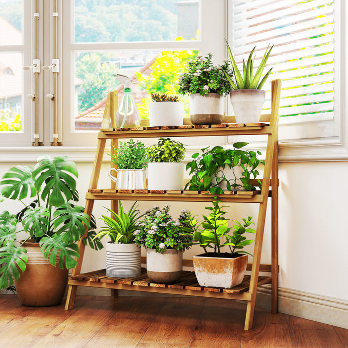 Outsunny Etagere a fleurs bois naturel