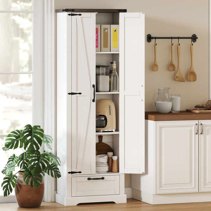 HOMCOM Placard de Cuisine 71 po, Meuble de Rangement avec 2 Portes, Blanc