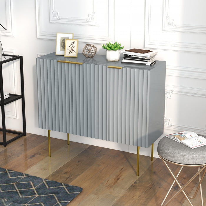 HOMCOM Meuble d'appoint avec pieds dores pour salle a manger couloir, gris