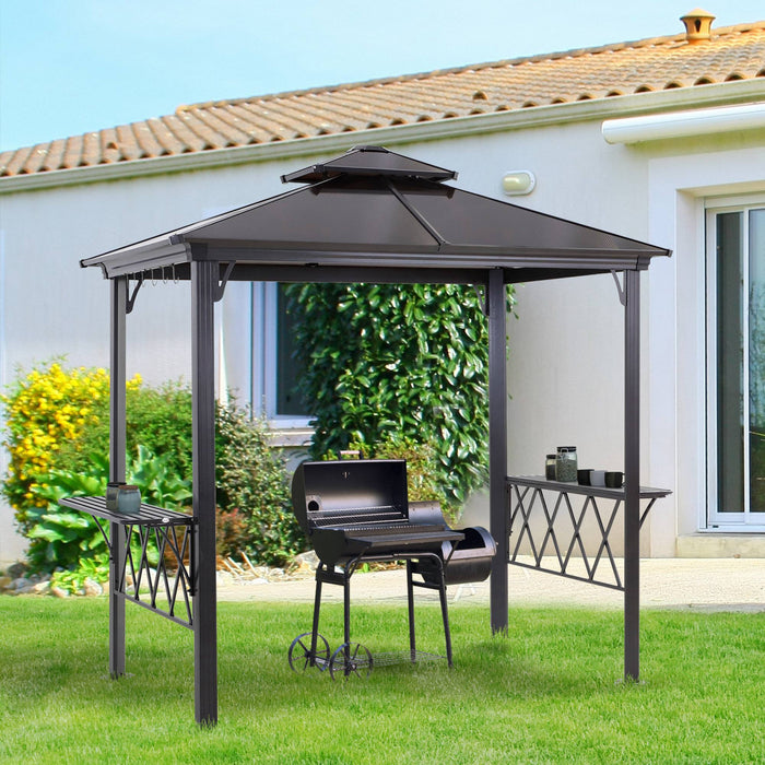 Outsunny Gazebo De Barbecue 9' X 5', Avec Toit En Pc A 2 Niveaux, Etageres