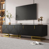 Aspect 63 Inch TV Stand with Textured Doors and Gold Legs, Black | Aspect Meuble TV 63 po avec Portes Texturees et Pieds Dores, Noir