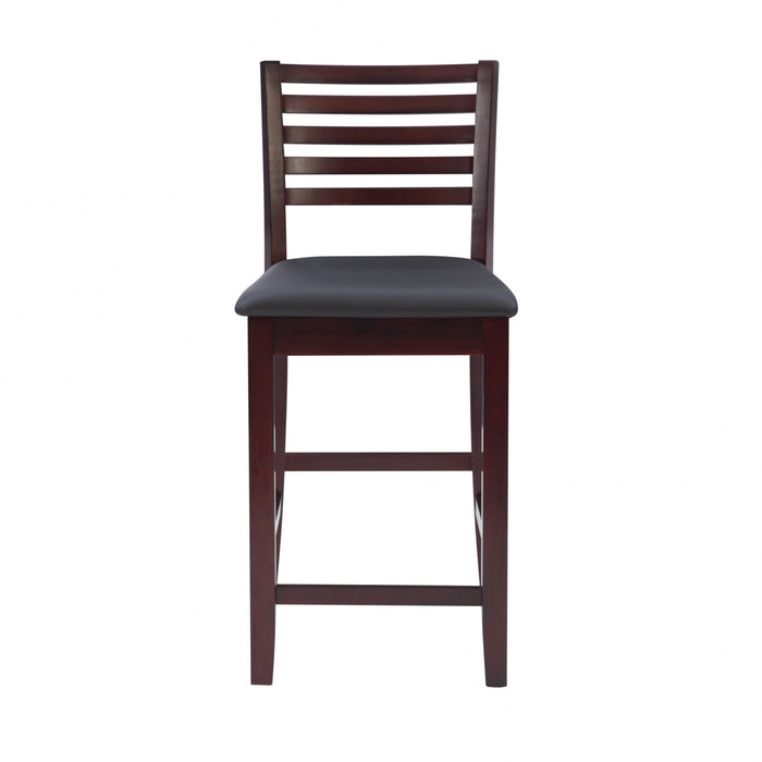 Tabouret Torino de hauteur comptoir en similicuir avec dossier en échelle - merlot