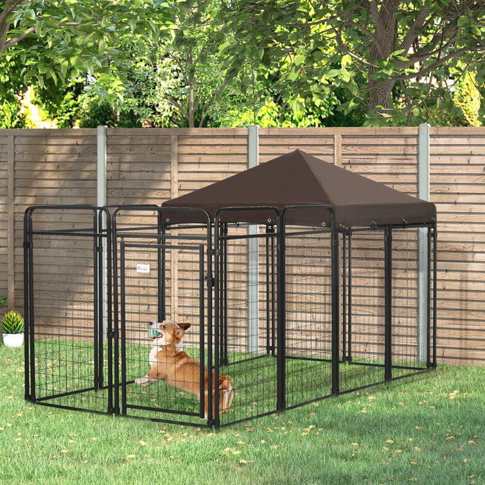 Pawhut Chenil D'exterieur Pour Chien Avec Auvent Etanche, Enclos Pour Chien Avec Maillon De Chaine Galvanise, Verrouillage Securise, Chiens De Grande Et Moyenne Taille, 9,3' X 4,6' X 5,2'