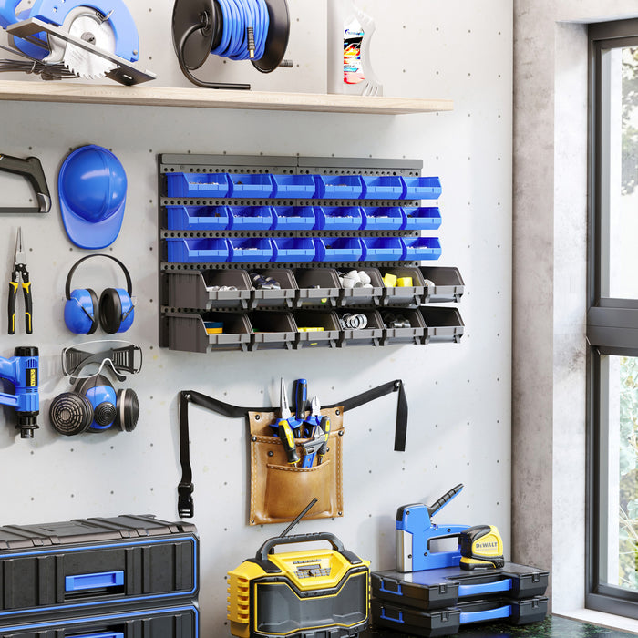Durhand Organisateur D'outils Support De 30 Bacs De Rangement Mural