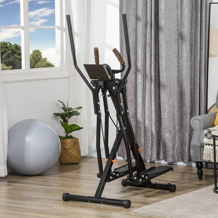 Soozier Fitness Machine Elliptique Avec Quatre Niveaux De Resistance, Ecran Lcd, Capteur De Frequence Cardiaque Et Deux Roues