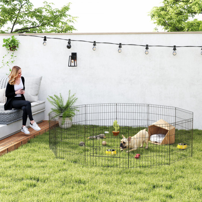 PawHut Parc pour Chiens, Enclos a Chiots 12 Panneaux, Cloture d'Exercice pour Animaux Interieur/Exterieur, 61 cm de Hauteur