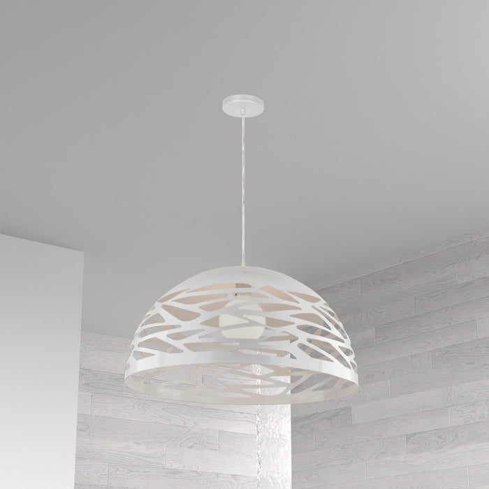 Luminaire suspendu Coral de Dainolite de 16 po de diamètre, avec fini blanc mat et 1 ampoule