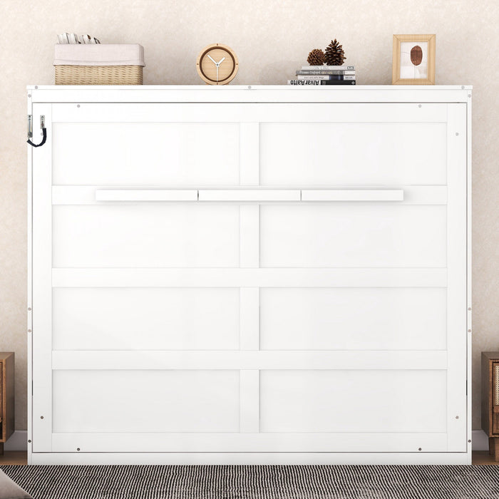 Evelyn Lit mural escamotable gain de place Murphy avec design d’armoire pliable, taille Queen, blanc