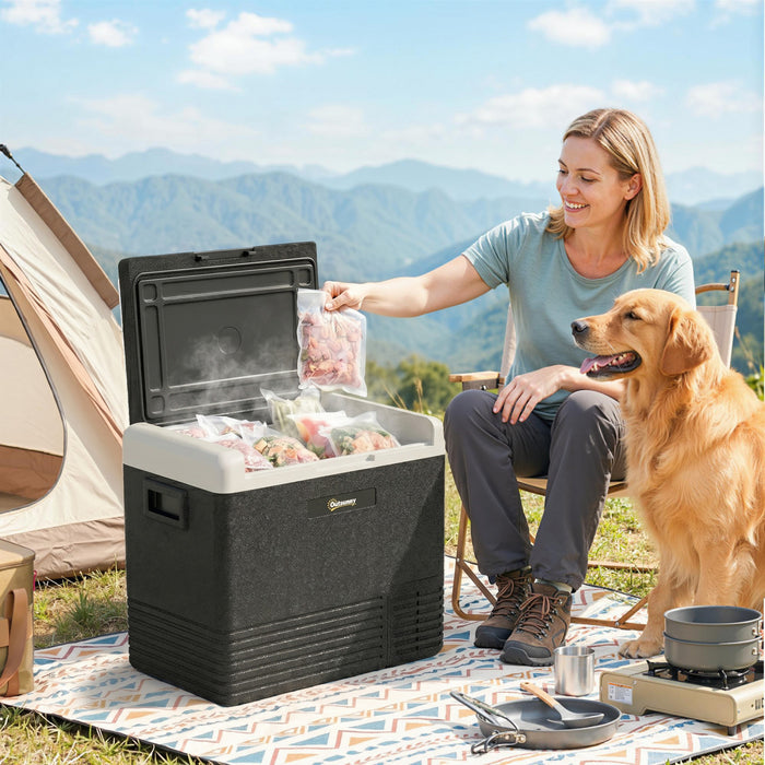 Outsunny Refrigerateur de Voiture 12V, 53L, Glaciere Electrique Portable