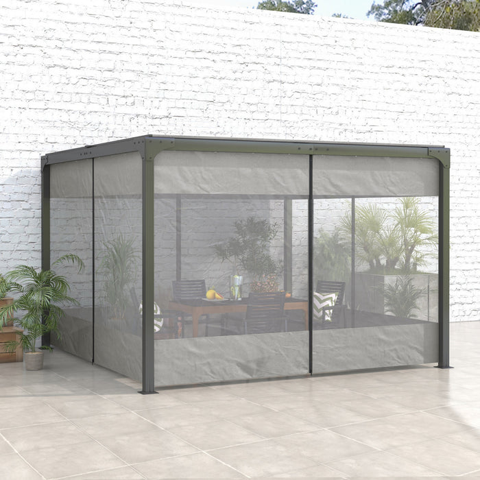 Outsunny Rideaux De Pergola Avec Grandes Fenetres Pour Pergola De 10' X 10'
