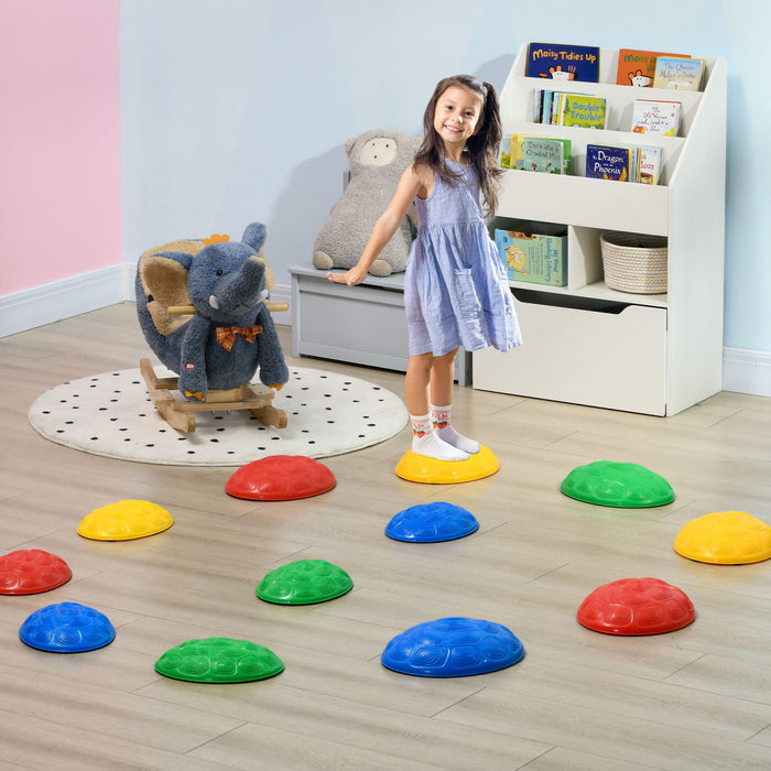 Outsunny 12 Pieces D'equilibre Pour Enfants, Parcours D'obstacles, Jeu Sensoriel, Pierres De Riviere, Jeux D'interieur Et D'exterieur Pour 3 A 8 Ans, Empilables