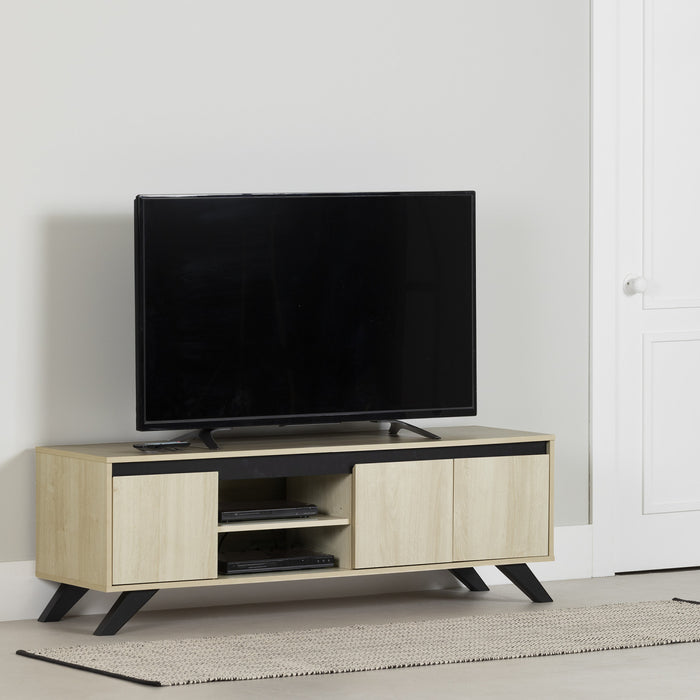 Meuble pour téléviseur Flam avec portes - chêne blanc