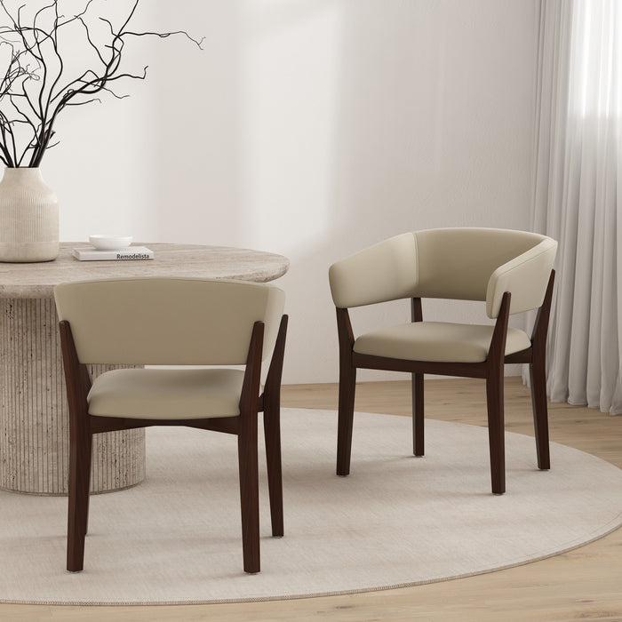 Fauteuil Blake moderne en faux mohair avec accoudoirs en bois, naturel - Lot de 2