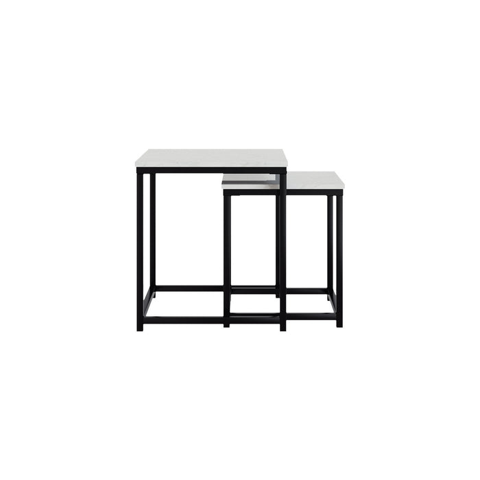 Quartz Tables Gigognes Carrees a Deux Plateaux en Marbre
