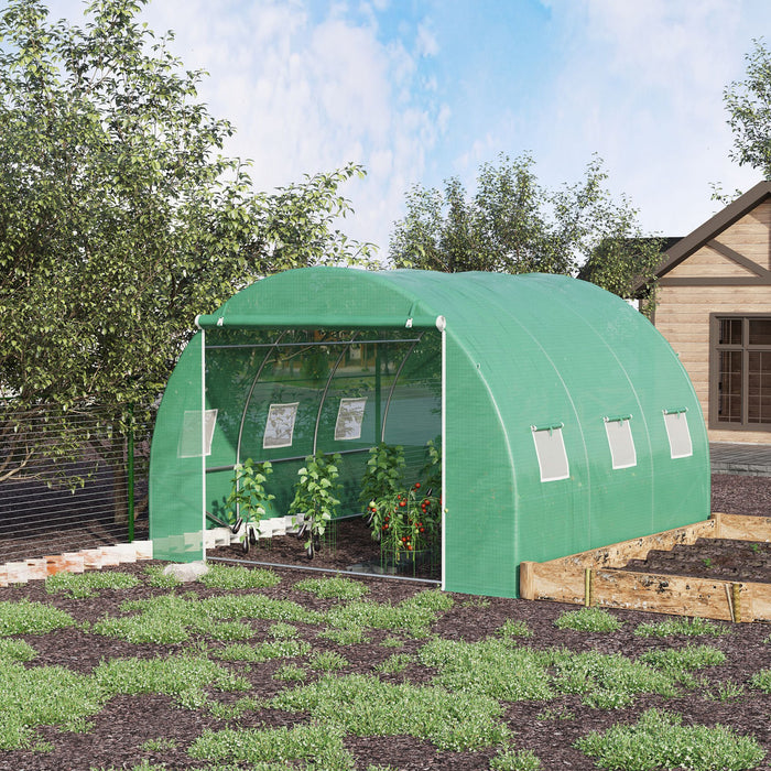 Outsunny Grande Serre De 10' X 10', Porte A Fermeture Eclair, Vert