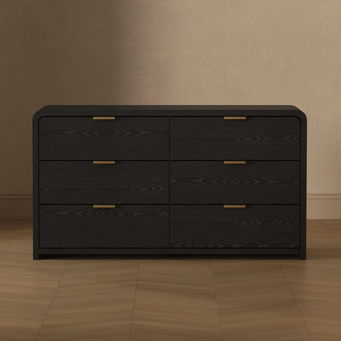 Commode moderne Grace 60\" en noir (6 tiroirs)