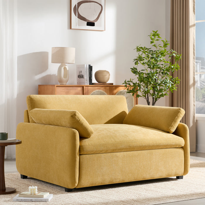 Fauteuil d’appoint surdimensionne Olivia avec coussins, jaune
