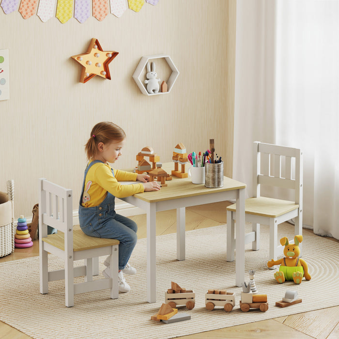 Qaba Ensemble table et chaises pour enfants, table et 2 chaises, naturel