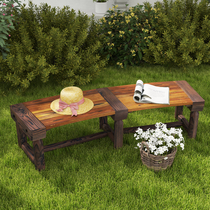 Outsunny Banc D'arbre De Jardin Rond En Bois Avec Siege A Lattes, Marron