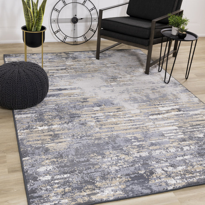Carpette Isabelle bleue à aspect vieilli - 5 pi 3 po x 7 pi 7 po