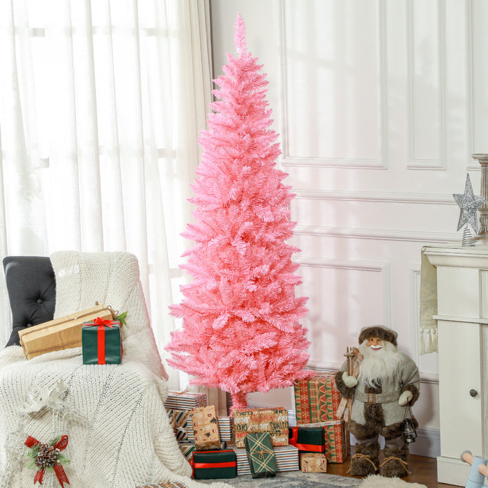 Homcom Arbre De Noel Artificiel De 6pi De Haut Avec Base En Acier, Rose