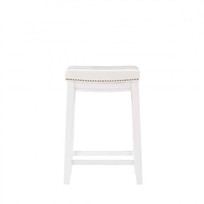 Tabouret Claridge de hauteur comptoir en tissu et sans dossier - blanc