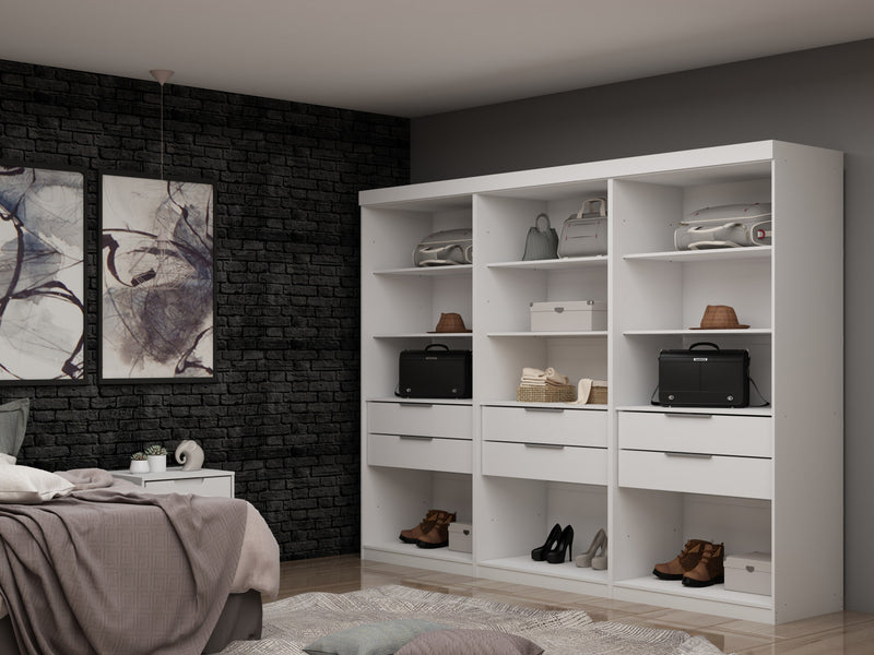 Armoire contemporaine moderne Mulberry 36\" en blanc - Ensemble de 3