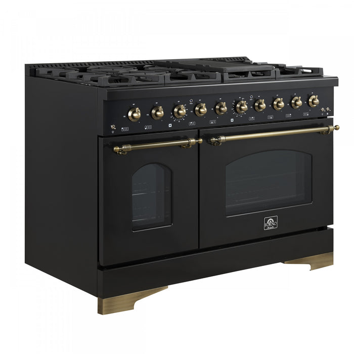 Cuisiniere a gaz Antico de 48\", noire,avec double four – FFSGS6219-48BLK