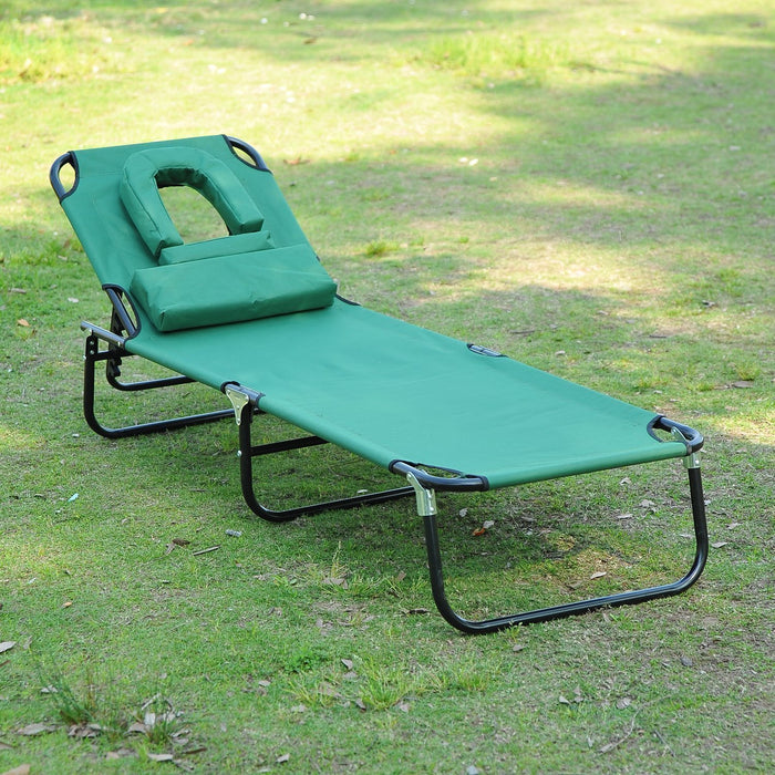 Chaise Longue Pliante D'exterieur Outsunny, Verte