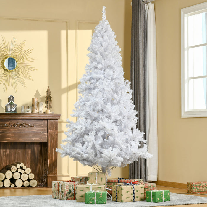 Homcom Decoration De Vacances Sapin De Noel De 7 Pieds Avec Support - Blanc