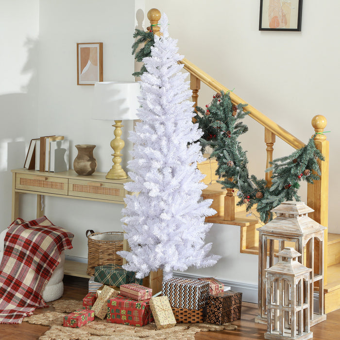 Homcom Arbre De Noel Artificiel De 6pi De Haut Avec Base En Acier, Blanc