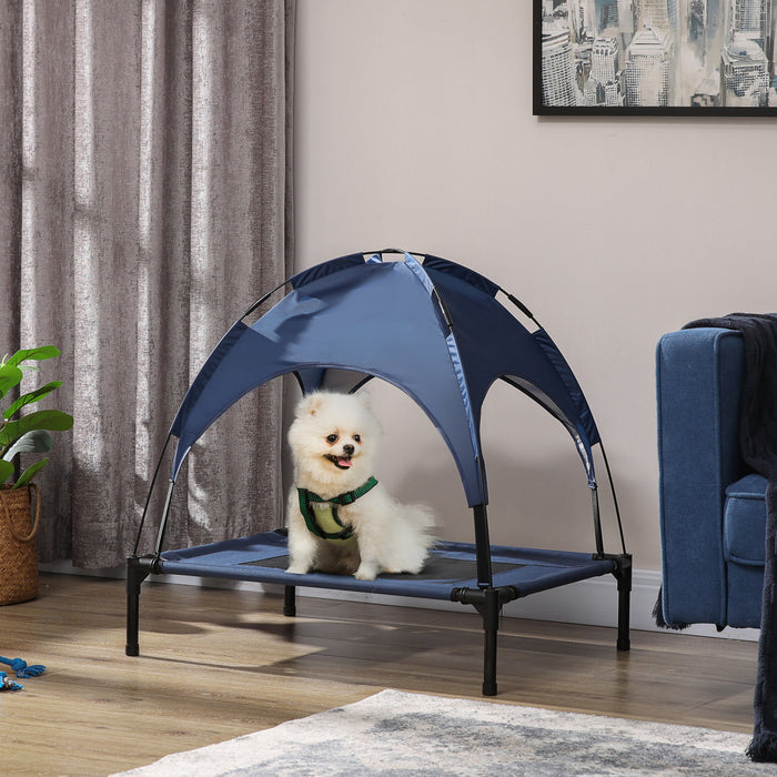 Pawhut Lit De Refroidissement Sureleve Portable Pour Chien Avec Auvent Pour Chiens De Petite Taille, Interieur Et Exterieur, 30\" L X 24\" L X 29\" H