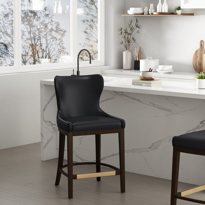 Tabouret de comptoir Blair moderne en bois avec revetement en tissu, noir