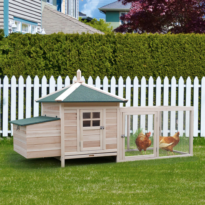 Pawhut 77\" Poulailler Cage Lapin Clapier Volaille Exterieur Cour Avec Nichoir Aire De Jeux Naturel