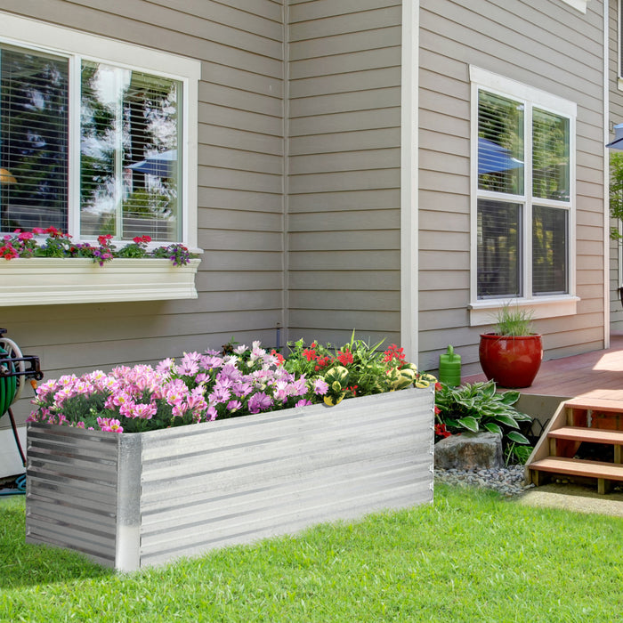 Outsunny Jardiniere Surelevee En Metal Avec Tiges Renforcees, Argente