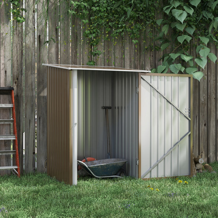 Outsunny Remise De Rangement De Jardin Adossee 3,3 Pi X 3,4 Pi, Brun