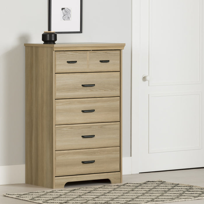 Commode verticale Versa à 5 tiroirs - frêne naturel